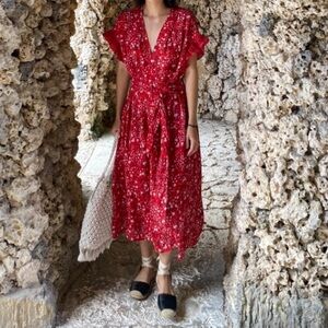 Red floral dress